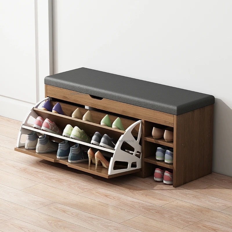 Dulap pentru pantofi tip bancheta, maro, 100 x 34 x 50 cm