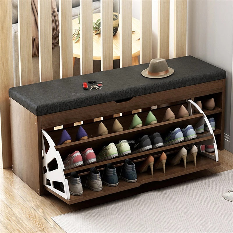 Dulap pentru pantofi tip bancheta, maro, 100 x 34 x 50 cm