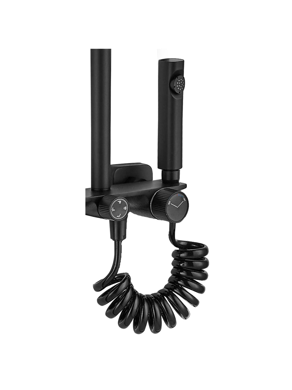 Coloana de duş Mat Black Elegance, Cu 4 functii de spalare, si scurgere tip cascada
