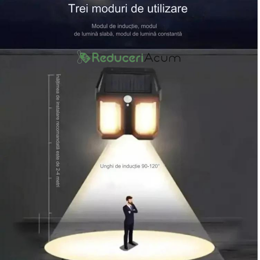 SET 2X Lampa solara de perete dubla CB 228 tip felinar, decorativ, de perete