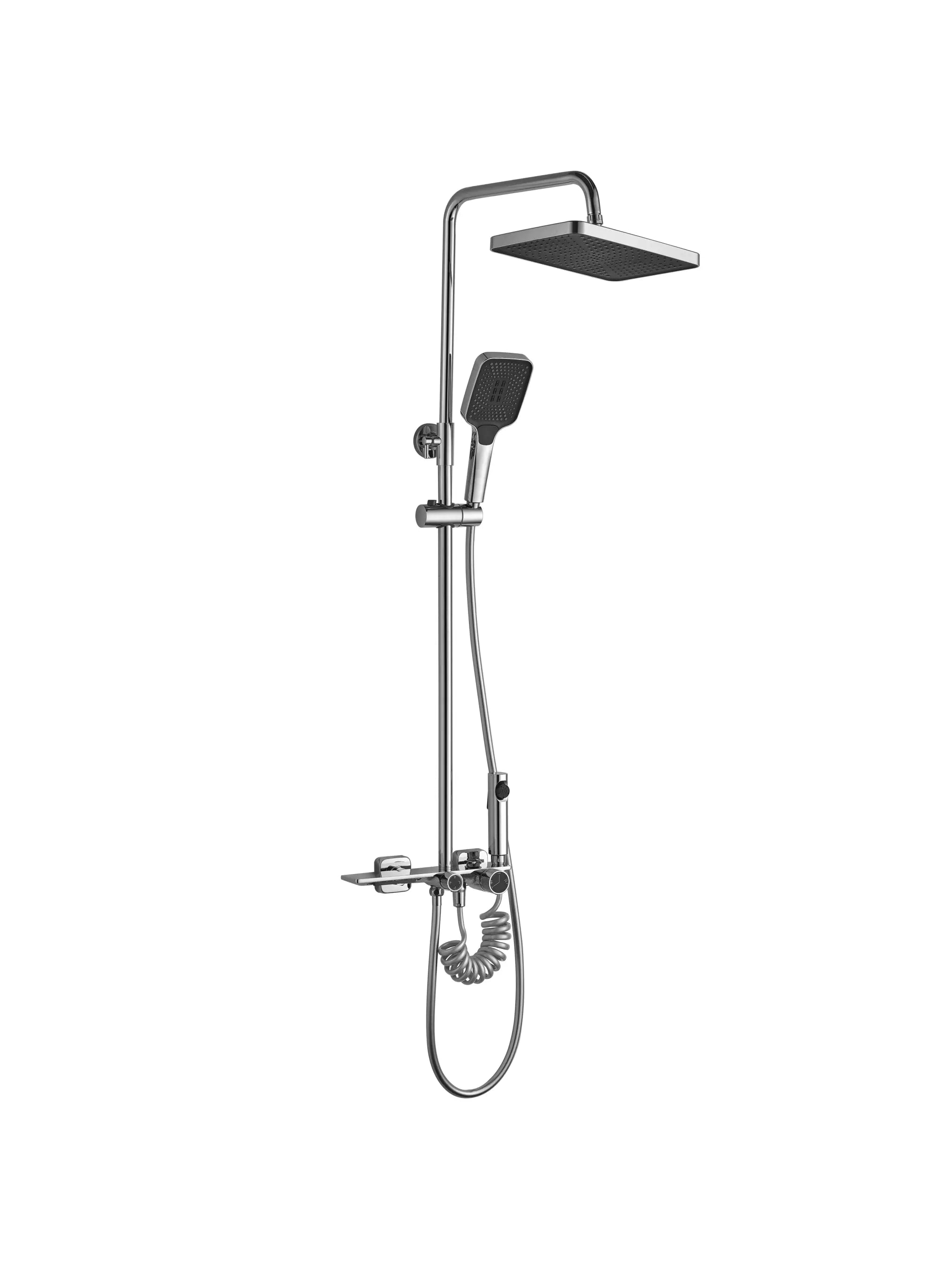 Coloana de duş Pure Flow Chrome, cu 4 functii de spalare, si scurgere tip cascada