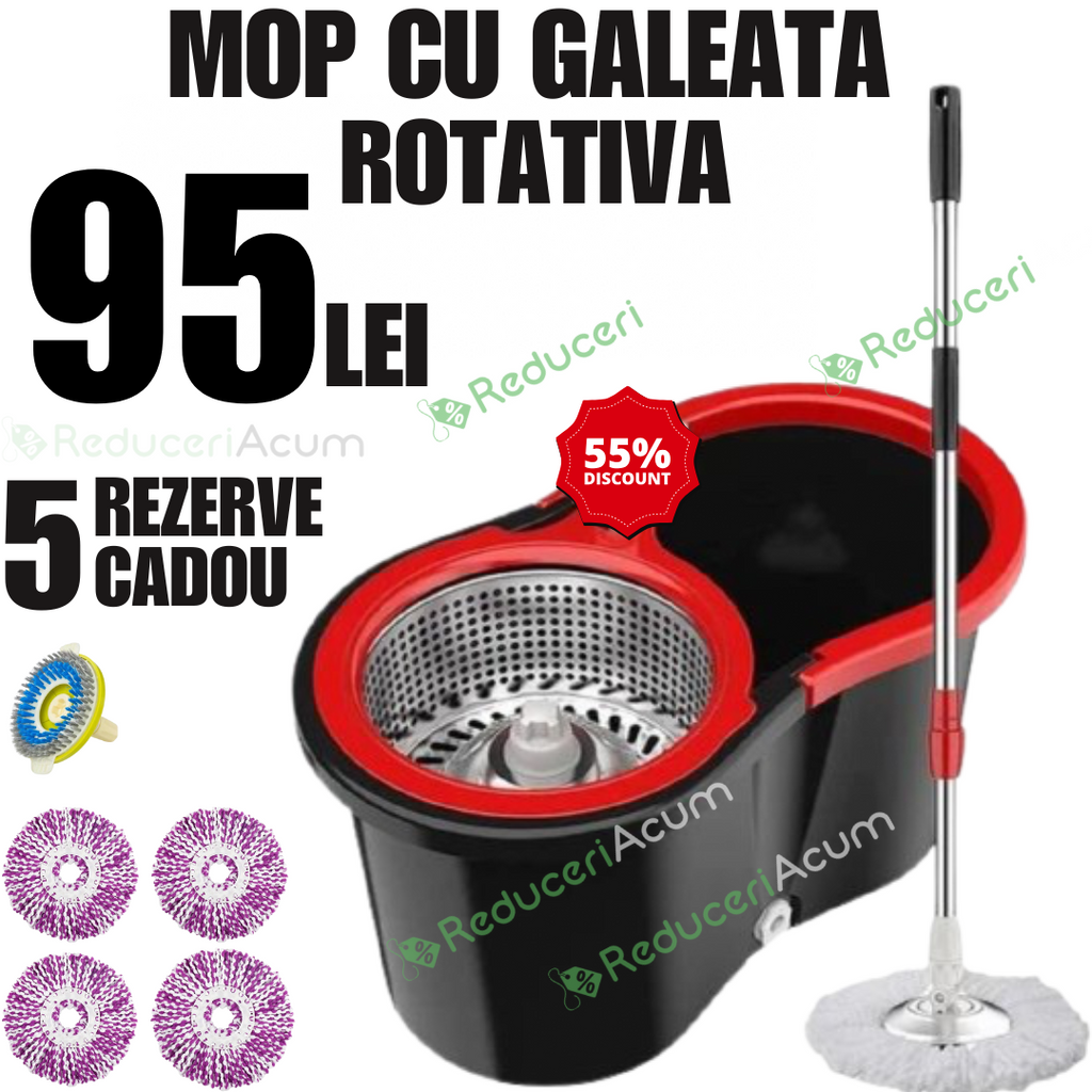 MOP ROTATIV CU 4 REZERVE MOP + 1 REZERVA COVOR