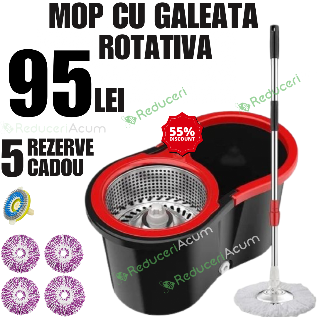 MOP ROTATIV CU 4 REZERVE MOP + 1 REZERVA COVOR