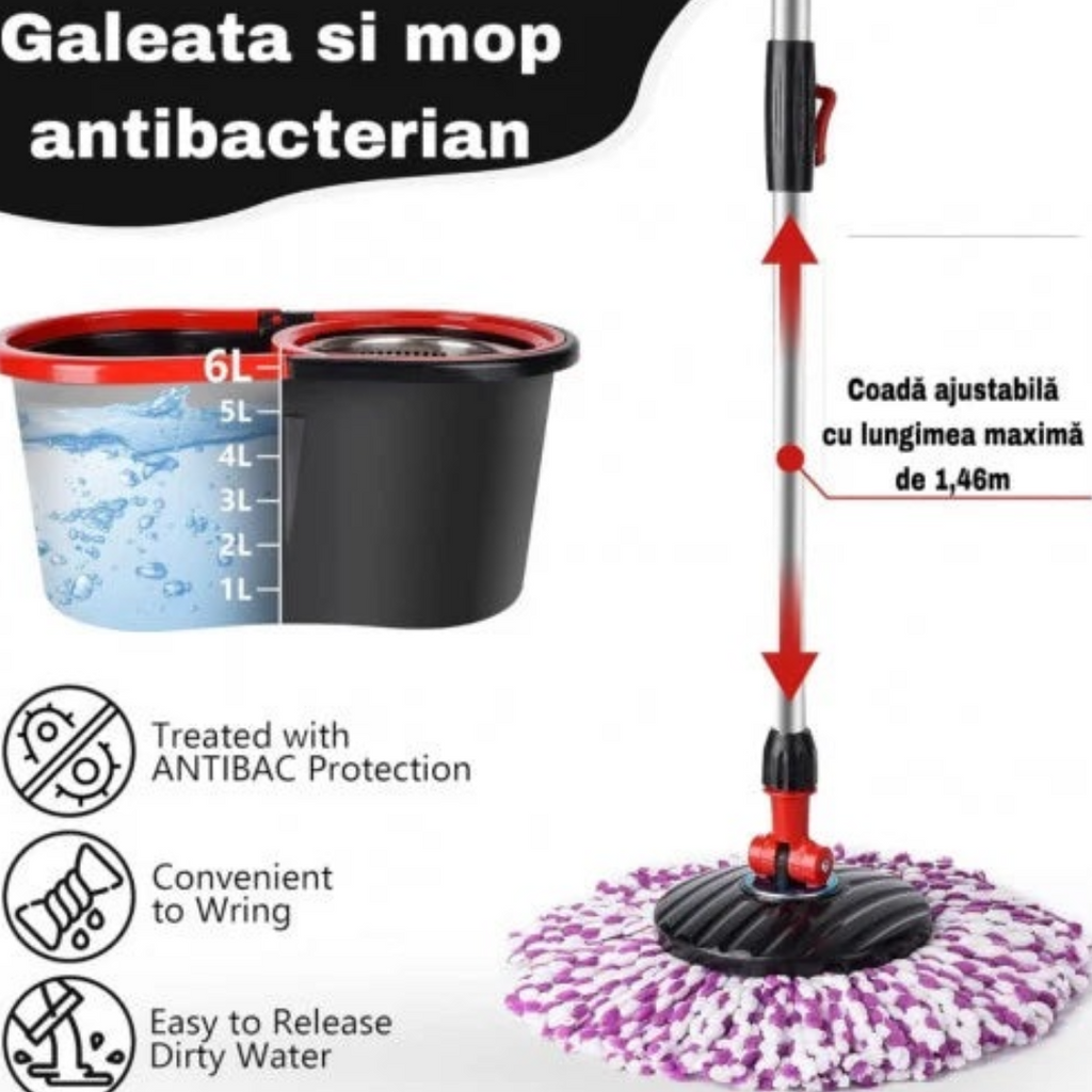 MOP ROTATIV CU 4 REZERVE MOP + 1 REZERVA COVOR