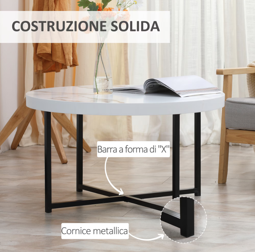Masa de cafea rotundă, din MDF si metal 40x50