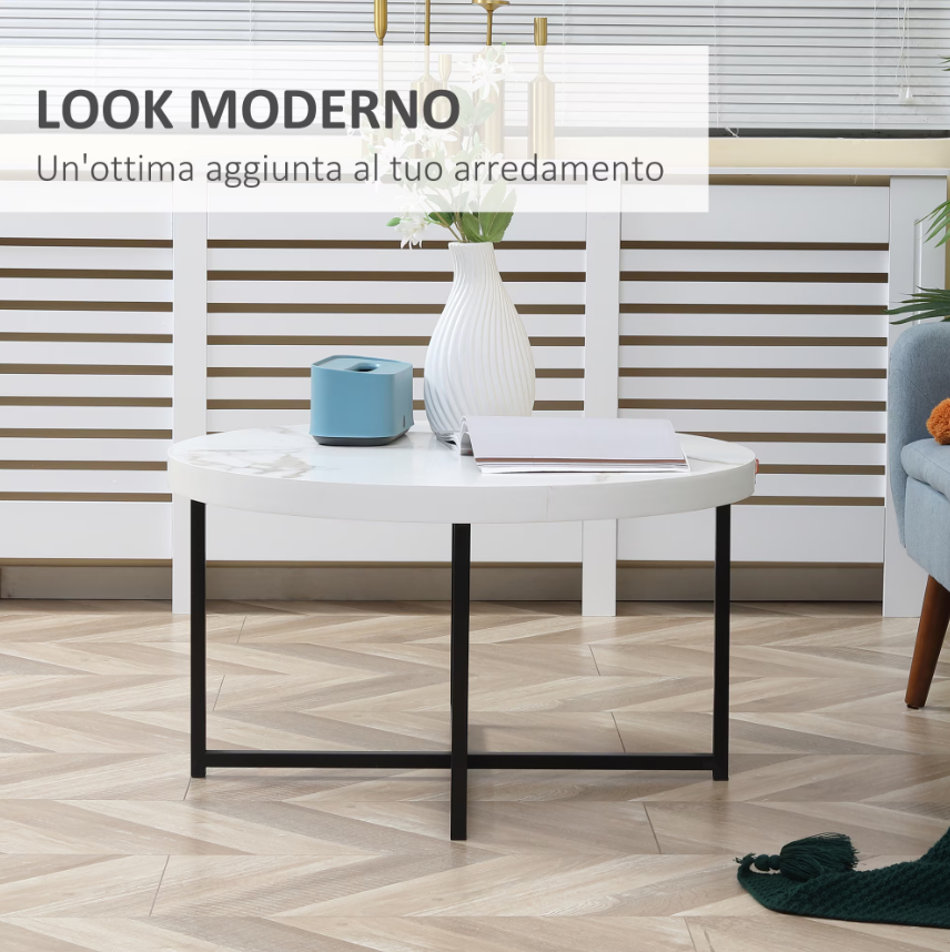 Masa de cafea rotundă, din MDF si metal 40x50
