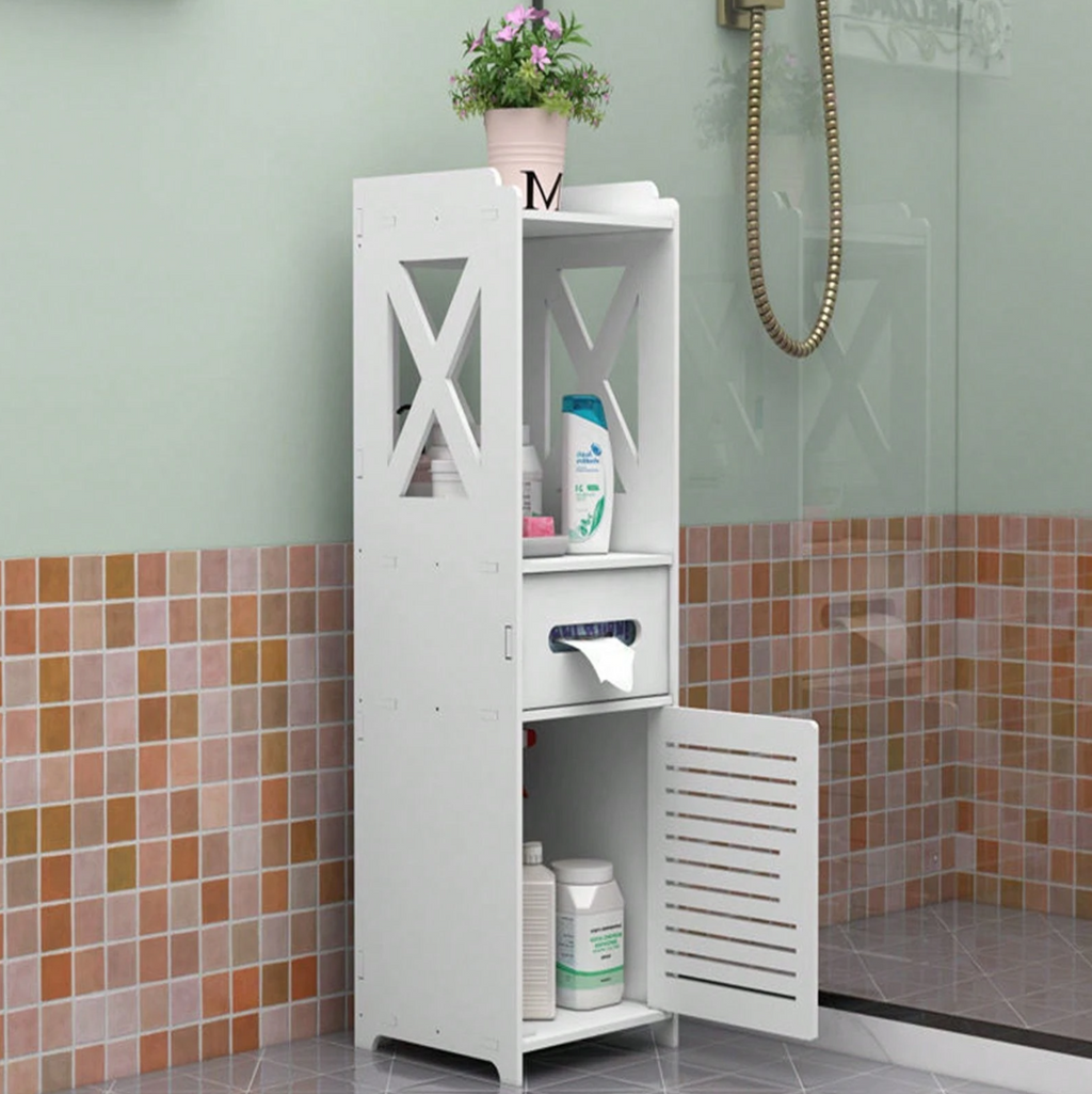 dulap vertical pentru baie 80X20X18 cm, Alb