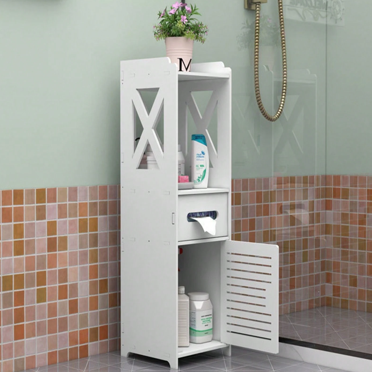 dulap vertical pentru baie 80X20X18 cm, Alb