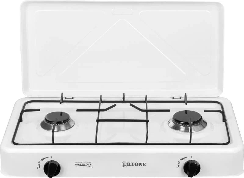 Aragaz Portabil Emailat Ertone ERT-MN 207, 2 Arzătoare, Alimentare Butelie, 57 x 27 x 7 cm, Alb