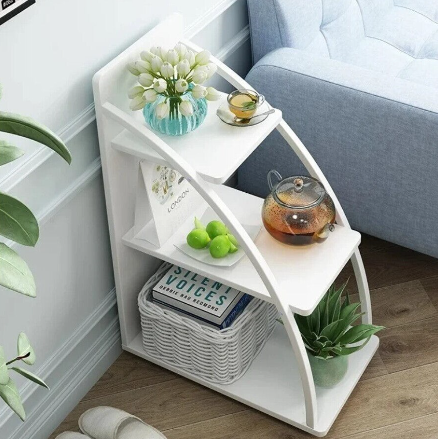 Etajera Moderna din Lemn cu 4 Polite – Alb, 77cm
