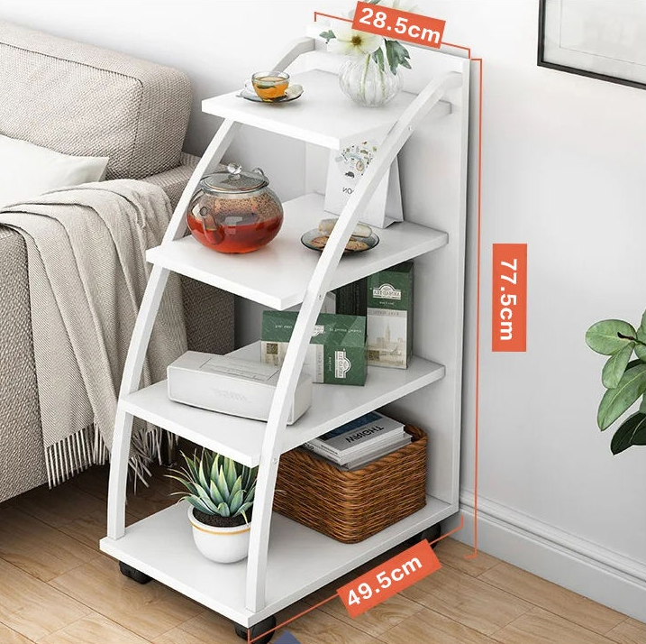 Etajera Moderna din Lemn cu 4 Polite – Alb, 77cm