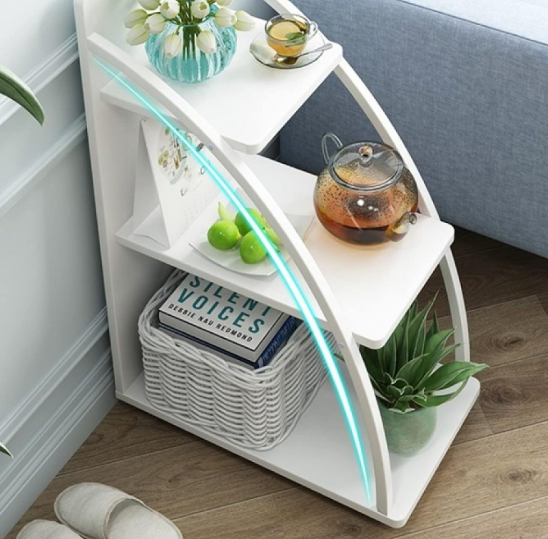Etajera Moderna din Lemn cu 4 Polite – Alb, 77cm