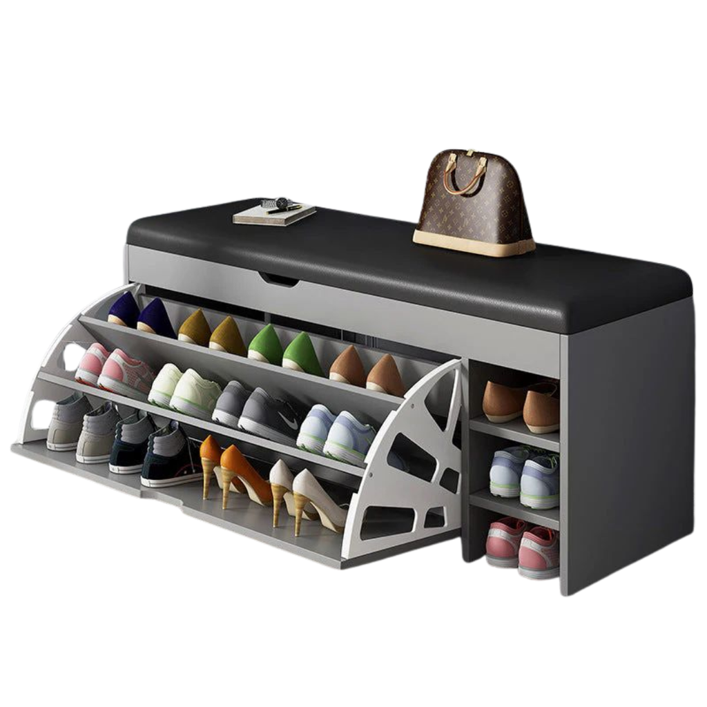 Dulap pentru pantofi tip bancheta, gri, 100 x 34 x 50 cm