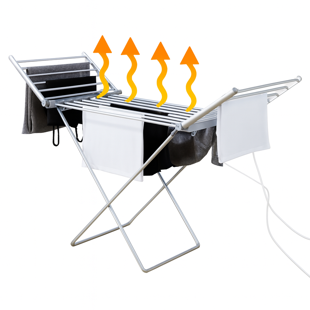 Uscator de rufe electric, suprafata 12m, inaltime ajustabila, aluminiu inoxidabil, pliabil, 230W