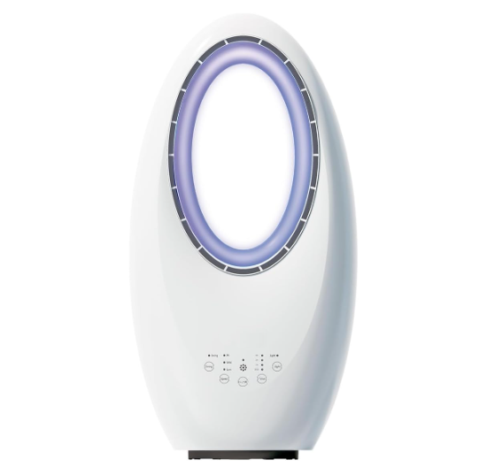 Ventilator fara elice  cu purificator de aer 2 in 1 , 4 lumini led