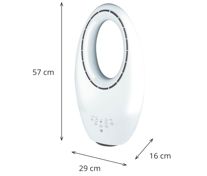 Ventilator fara elice  cu purificator de aer 2 in 1 , 4 lumini led