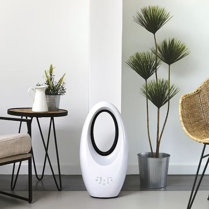 Ventilator fara elice  cu purificator de aer 2 in 1 , 4 lumini led