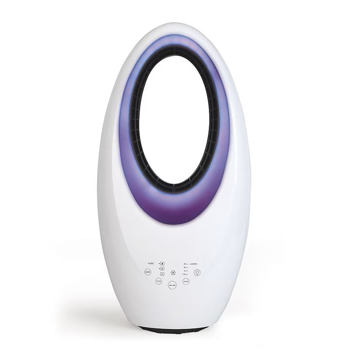 Ventilator fara elice  cu purificator de aer 2 in 1 , 4 lumini led