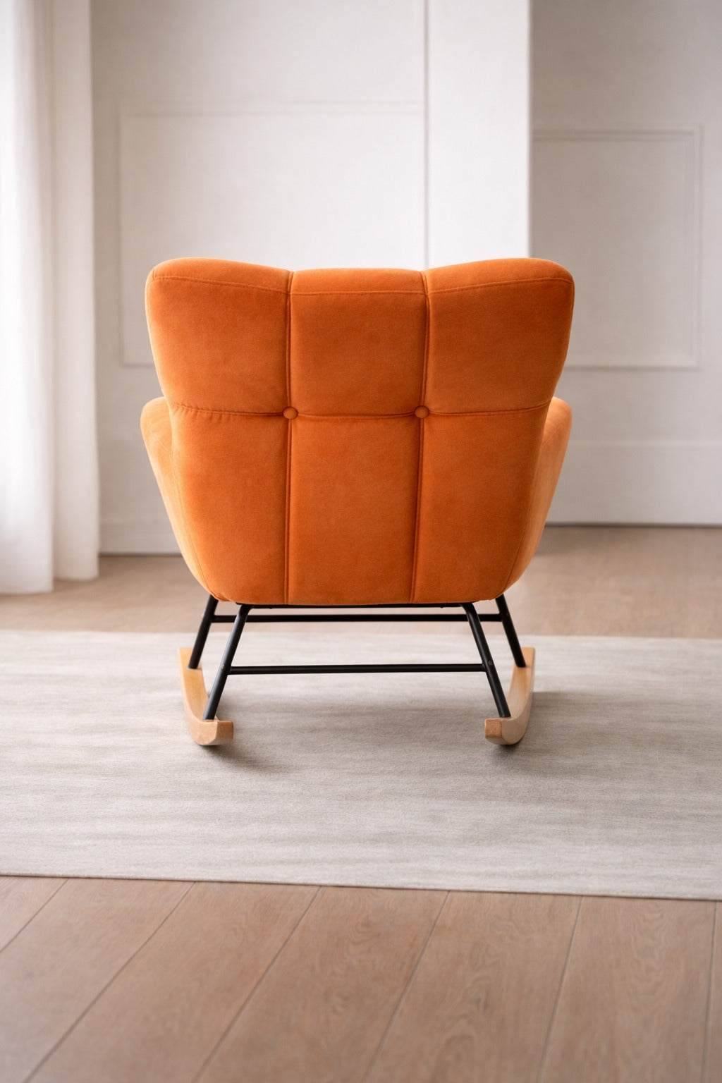 Fotoliu balansoar pentru relaxare cu material catifelat si cadru metalic M10