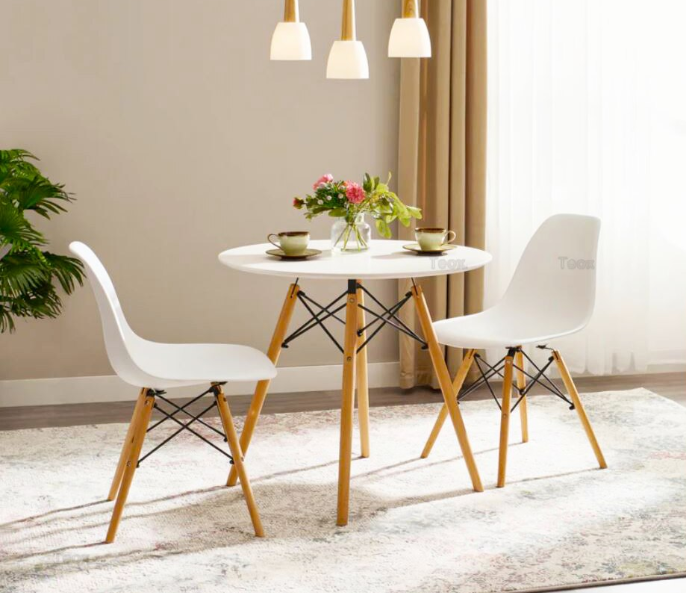 Masa  cafea compacta, design modern, alb cu maro