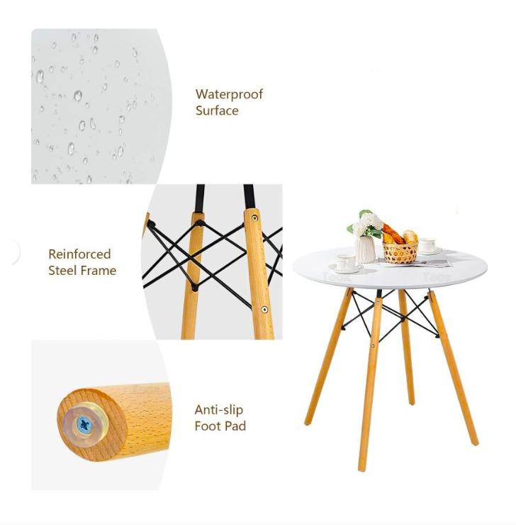 Masa  cafea compacta, design modern, alb cu maro