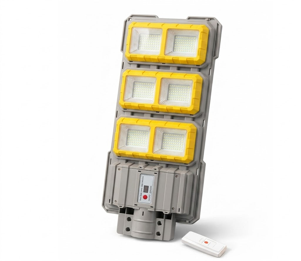 Lampa solara stradala LEIHMANN 3000W, cu 6 COB LED, IP 66 + Suport lampa cadou