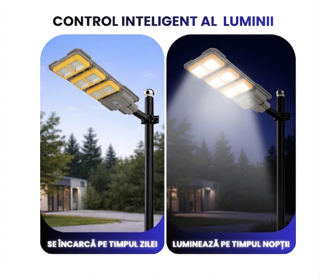 Lampa solara stradala LEIHMANN 3000W, cu 6 COB LED, IP 66 + Suport lampa cadou