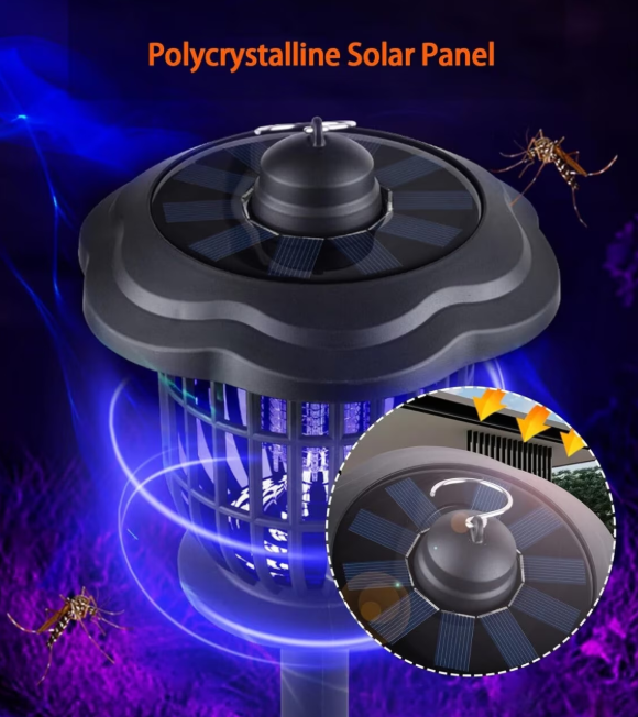 Lampa solara LED si UV, 2 in 1, anti tantari sau decorativa, 52cm inaltime, neagra
