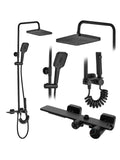 Coloana de duş Mat Black Elegance, Cu 4 functii de spalare, si scurgere tip cascada