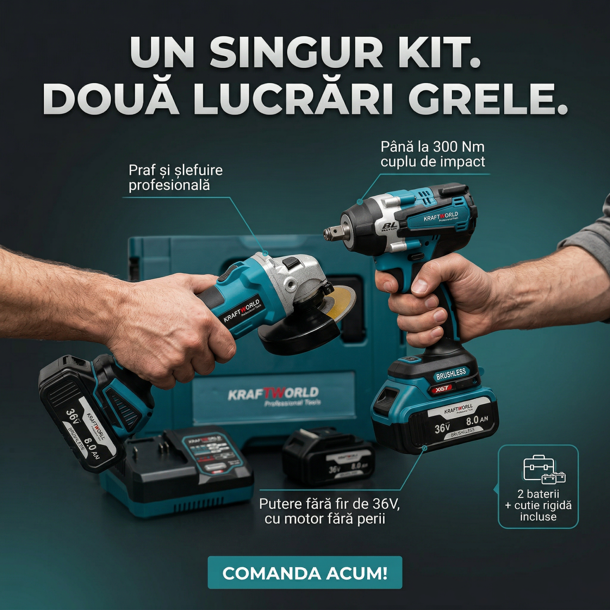 Set Flex + Bormasina cu impact, 2 acumulatori 36v 6ah