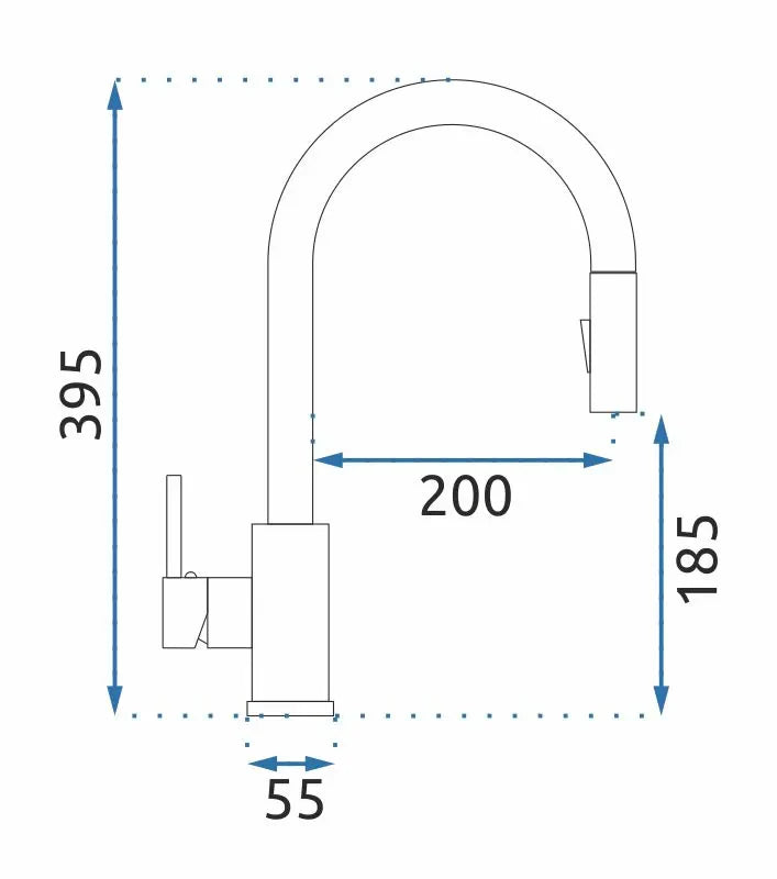 Baterie de Chiuvetă pentru  Bucătărie  – Pipă Retractabilă, Rotativă 360°,  Negru, VST124