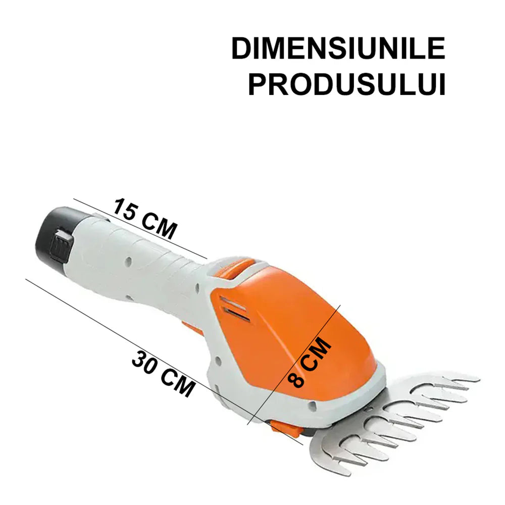 Foarfecă Electrică 2 în 1 pentru Grădină – Tuns Iarbă și Gard Vie, 2 Lame, Mâner Reglabil