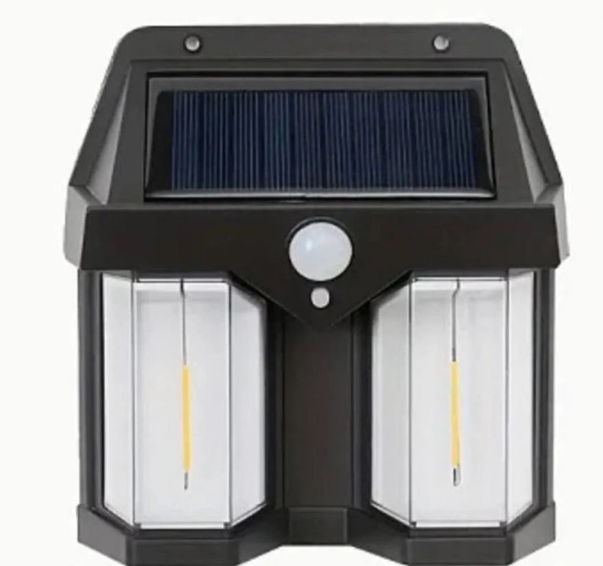 SET 2X Lampa solara de perete dubla CB 228 tip felinar, decorativ, de perete