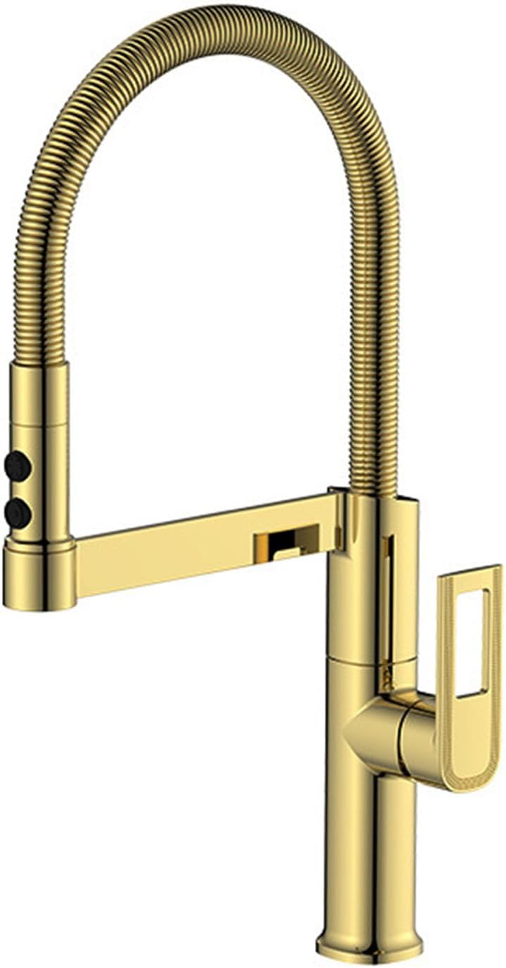 Baterie Bucătărie auriu 49 cm cu Duș Extractibil și Rotire 360° – Design Modern și Funcționalitate Superioară, vst58