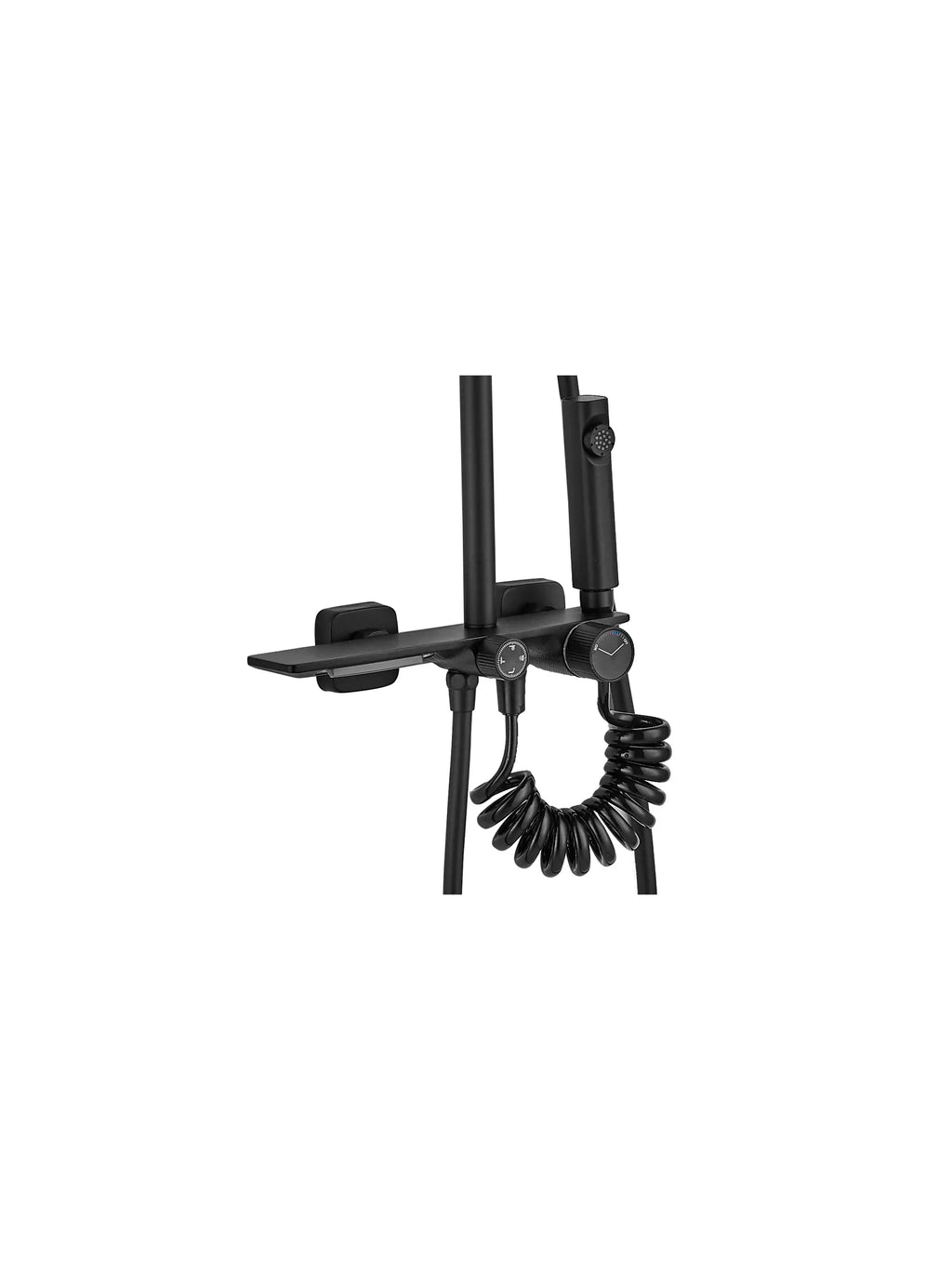 Coloana de duş Mat Black Elegance, Cu 4 functii de spalare, si scurgere tip cascada
