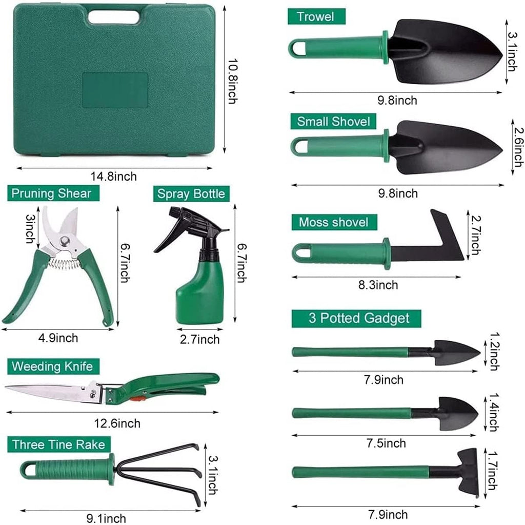 Set Complet Unelte pentru Grădinărit 10 Piese, Instrumente de Mână cu Husă, Ideal pentru Flori și Legume