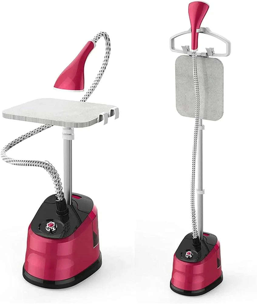 Aparat Profesional de Călcat cu Abur Vertical HOFFMANS 2000W, 2-în-1 cu Masă de Călcat, Portabil, Roșu