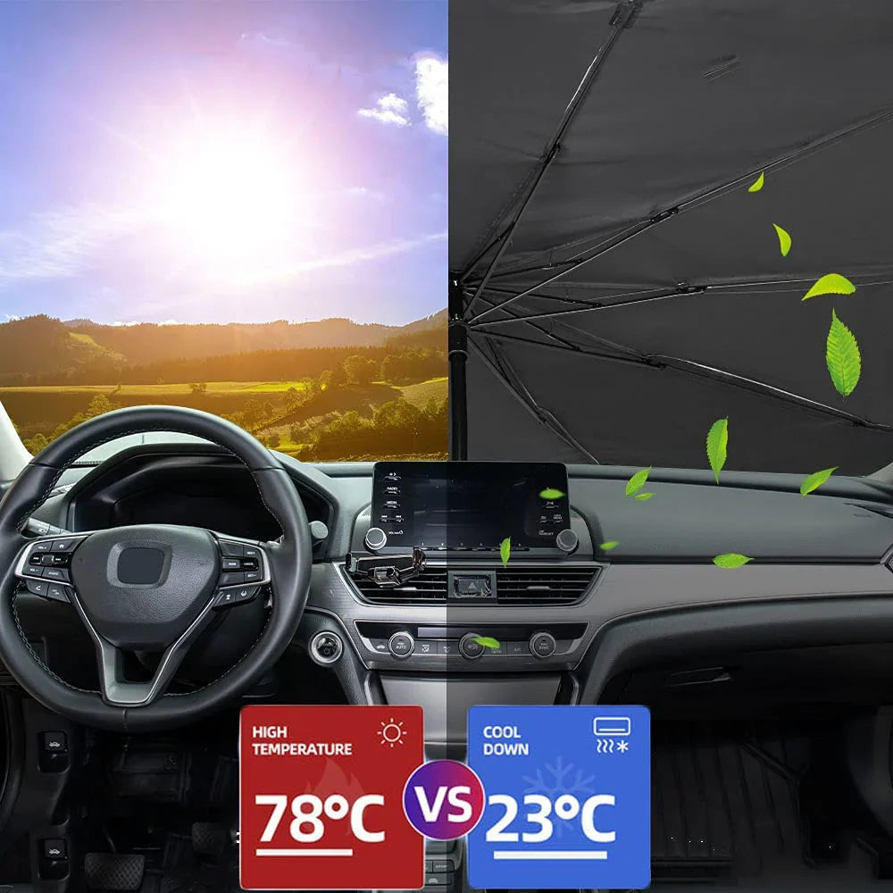 Umbrelă Pliabilă pentru Parbrizul Mașinii – Protecție UV și Interior Răcoros