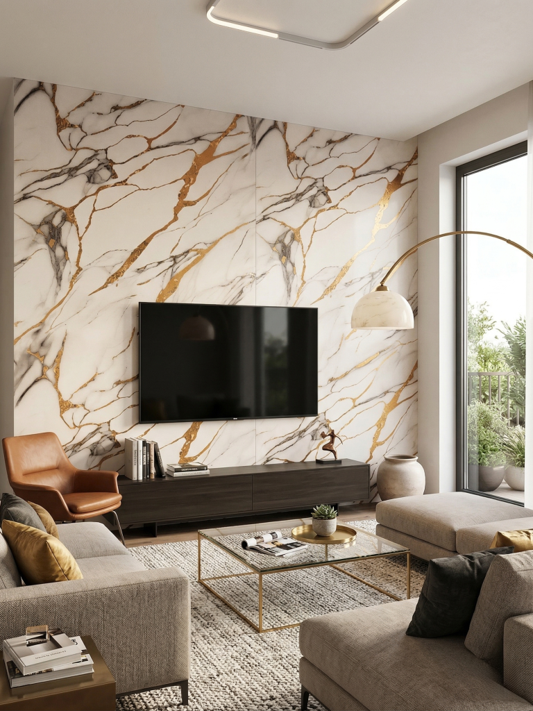 Panou PVC decorativ marmura Alb,Gri,Auriu