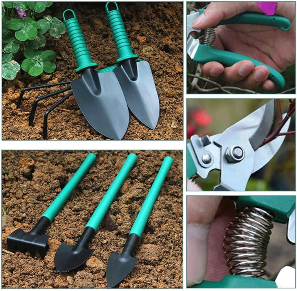 Set Complet Unelte pentru Grădinărit 10 Piese, Instrumente de Mână cu Husă, Ideal pentru Flori și Legume