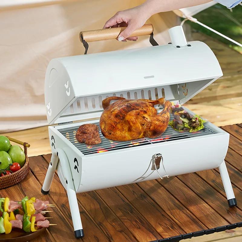 Mini Grătar Portabil pentru Exterior – Metal, 38 cm, Tava Cărbuni Detașabilă