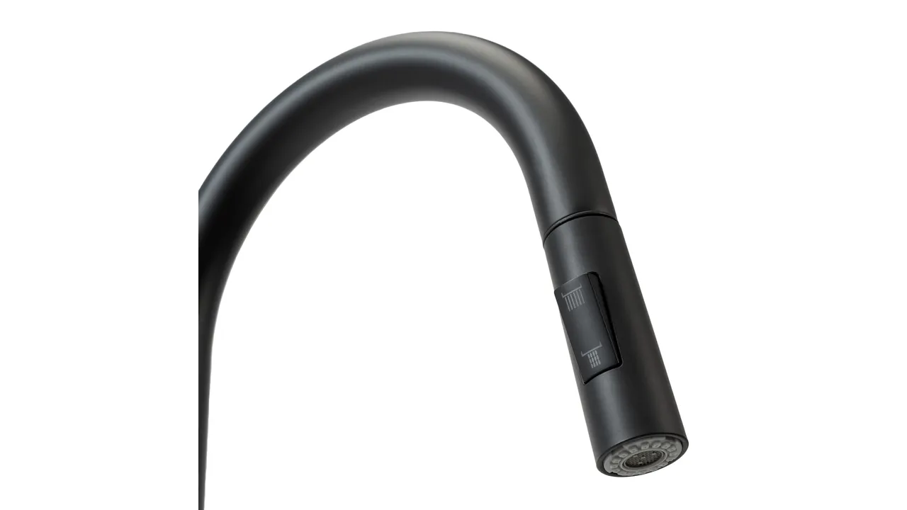 Baterie de Chiuvetă pentru  Bucătărie  – Pipă Retractabilă, Rotativă 360°,  Negru, VST124