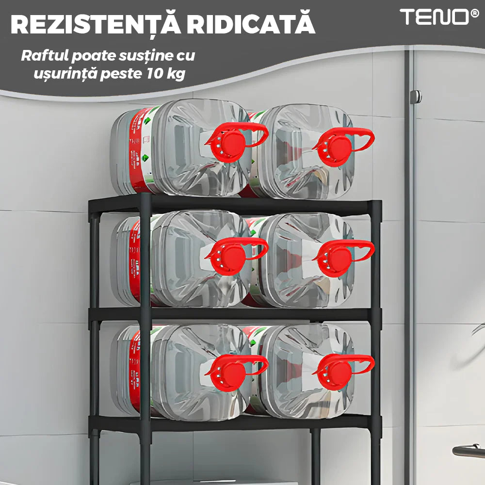 Raft Depozitare Metalic 3 Nivele pentru Mașina de Spălat, Etajeră Organizator Baie, Economisire Spațiu