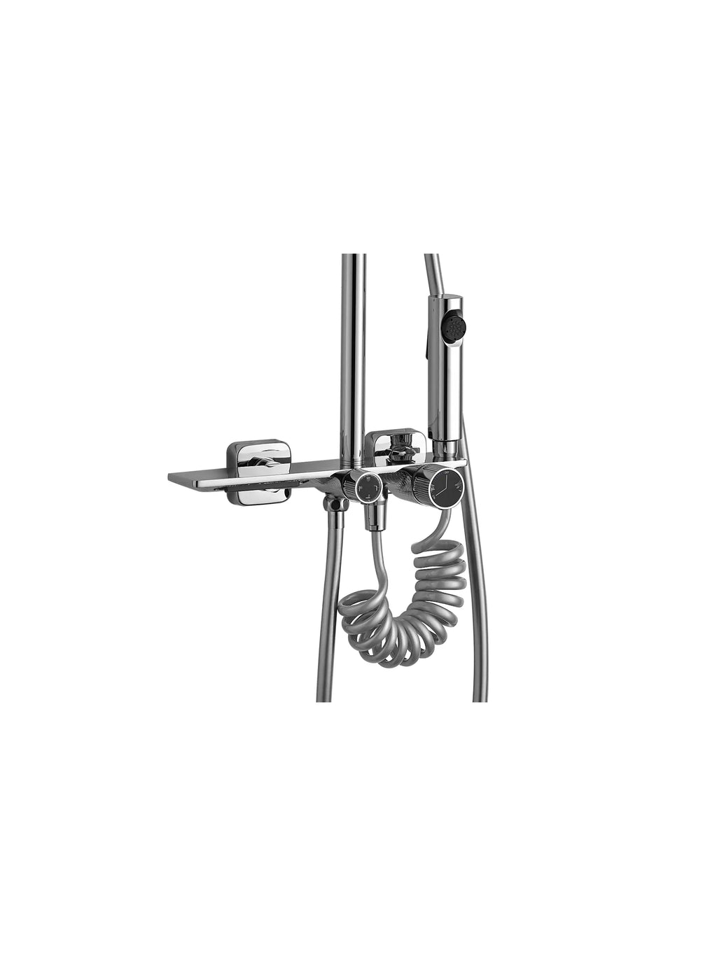 Coloana de duş Pure Flow Chrome, cu 4 functii de spalare, si scurgere tip cascada