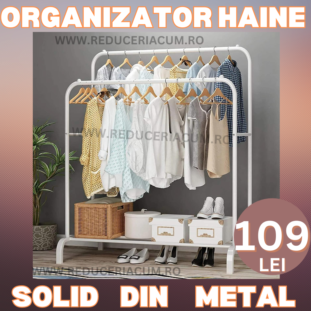Organizator Dublu Pentru Haine Cu Detaliu Anti Alunecare Solid