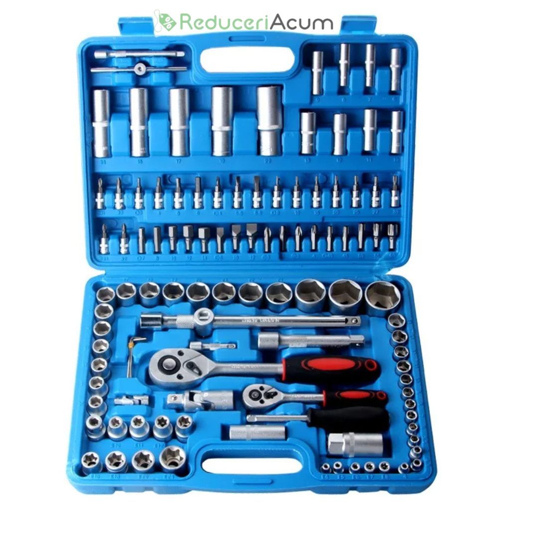 trusa scule,chei tubulare, 108 de piese + CADOU SET UNELTE 8 PIESE