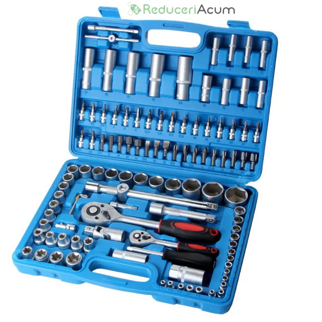 trusa scule,chei tubulare, 108 de piese + CADOU SET UNELTE 8 PIESE