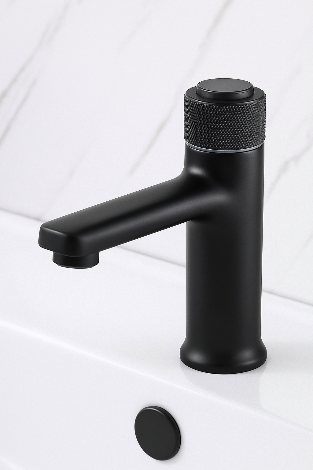Baterie Baie Neagră Mată cu Buton Tip Apăsare – Design Modern, Finisaj Premium, VST38