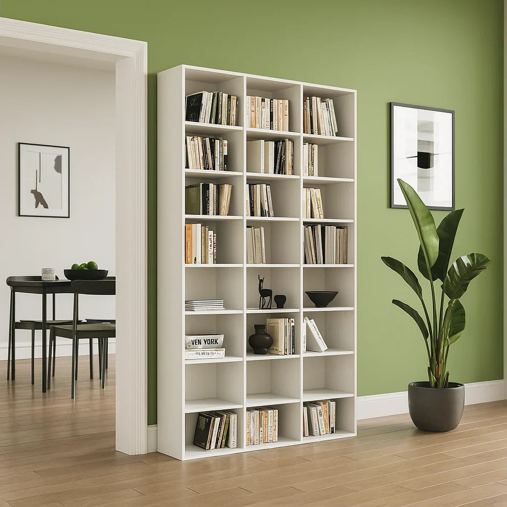 Raft Bibliotecă Modern cu 24 Compartimente, Înaltă și Îngustă, Ideală pentru Cărți sau Colecții, 178 cm Înălțime, Design Elegant