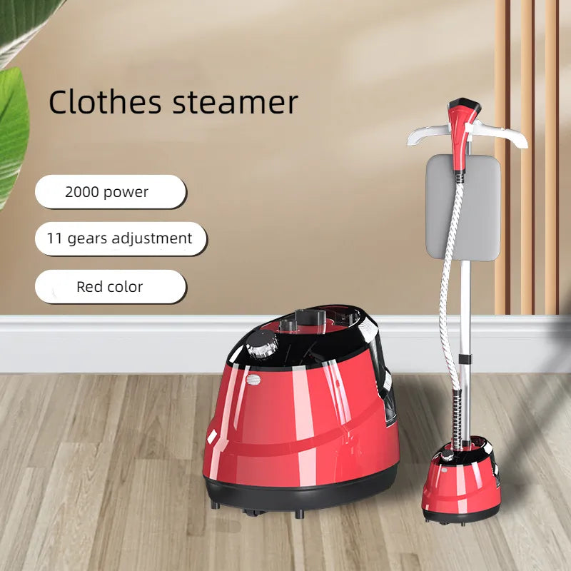 Aparat Profesional de Călcat cu Abur Vertical HOFFMANS 2000W, 2-în-1 cu Masă de Călcat, Portabil, Roșu
